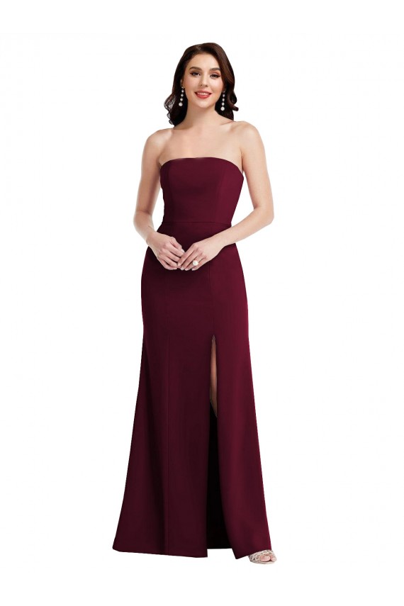 Long Sleeveless Stretch Crepe Burgundy Gold Trumpet Semi Formal Evening Dress / Prom Dress / Bridesmaid Dress Newcastle