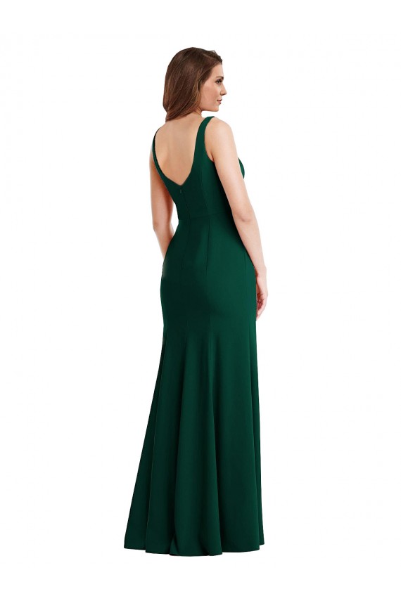 Long Sleeveless Stretch Crepe Midnight Green Trumpet Semi Formal Evening Dress / Prom Dress / Bridesmaid Dress Newcastle
