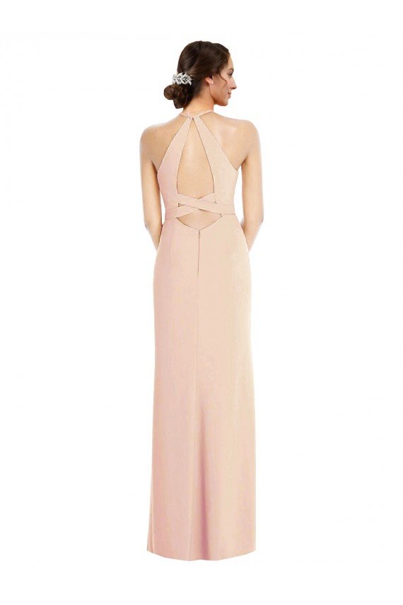 Long Sleeveless Stretch Crepe Nude Trumpet Formal Evening Gown / Prom Dress / Bridesmaid Dress Newcastle