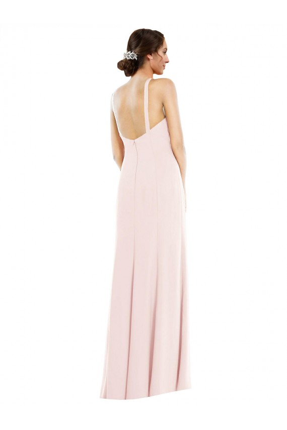 Long Sleeveless Stretch Crepe Pink Halter Neck Trumpet Formal Evening Gown / Prom Dress / Bridesmaid Dress Newcastle