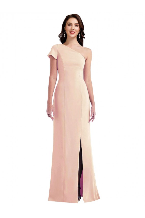 Long Cap Sleeves Stretch Crepe Nude Trumpet Formal Evening Gown / Prom Dress / Bridesmaid Dress Newcastle
