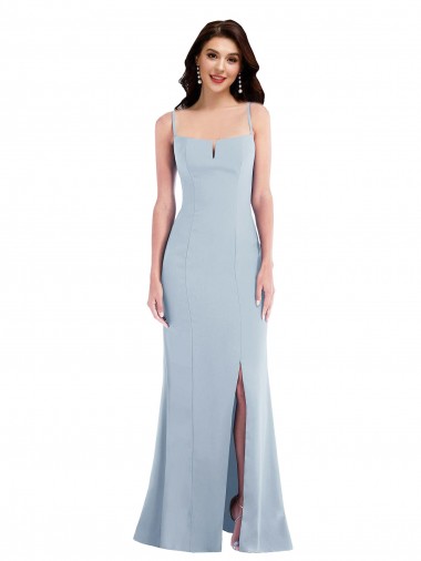 Long Sleeveless Stretch Crepe Light Sky Blue Spaghetti Straps Trumpet Formal Evening Gown / Prom Dress / Bridesmaid Dress Newcastle