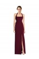 Long Sleeveless Stretch Crepe Burgundy Gold Halter Neck Trumpet Semi Formal Evening Dress / Prom Dress / Bridesmaid Dress Newcastle