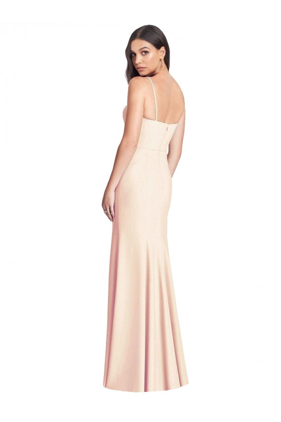Long Sleeveless Stretch Crepe Nude Trumpet Semi Formal Evening Dress / Prom Dress / Bridesmaid Dress Newcastle