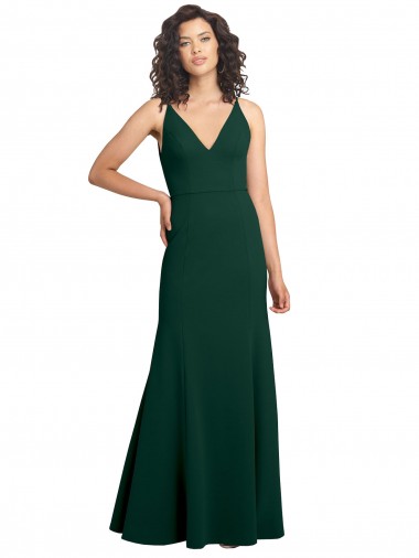 Long Sleeveless Stretch Crepe Midnight Green A-Line Formal Dress / Bridesmaid Dress Newcastle