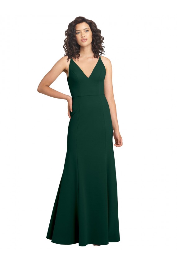 Long Sleeveless Stretch Crepe Midnight Green A-Line Formal Dress / Bridesmaid Dress Newcastle