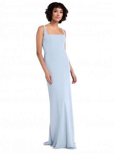 Long Sleeveless Stretch Crepe Light Sky Blue Sheath Prom Dress / Bridesmaid Dress Newcastle