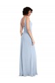 Long Sleeveless Stretch Crepe Light Sky Blue Sheath Prom Dress / Bridesmaid Dress Newcastle
