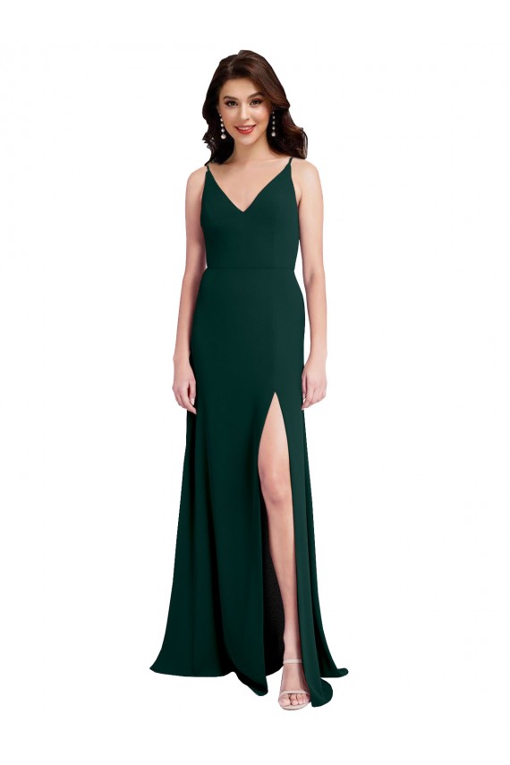 Long Sleeveless Stretch Crepe Midnight Green A-Line Formal Evening Gown / Prom Dress / Bridesmaid Dress Newcastle