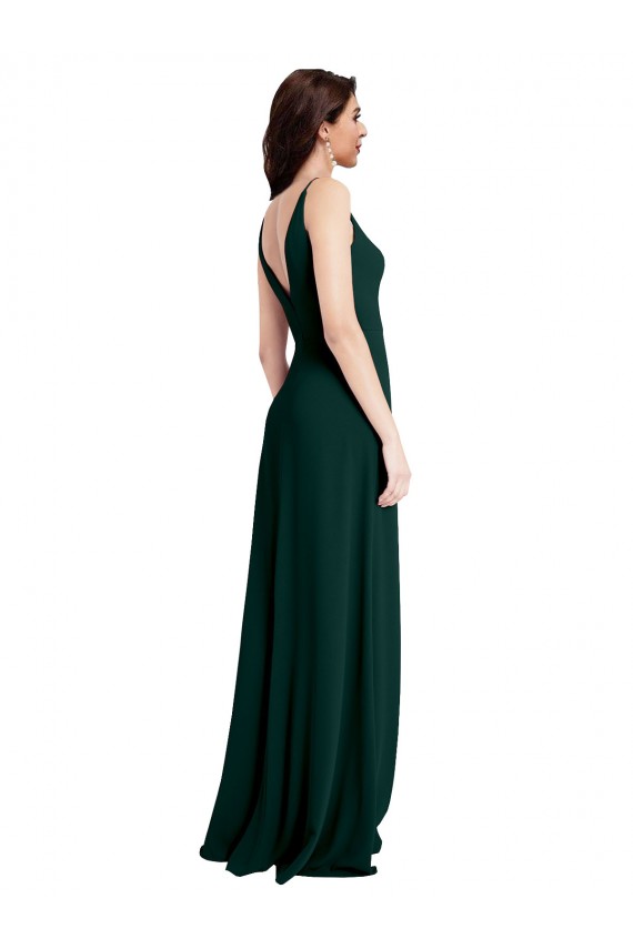 Long Sleeveless Stretch Crepe Midnight Green A-Line Formal Evening Gown / Prom Dress / Bridesmaid Dress Newcastle