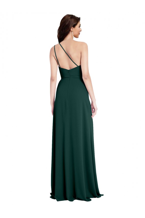 Long Sleeveless Stretch Crepe Midnight Green One Shoulder A-Line Formal Evening Gown / Prom Dress / Bridesmaid Dress Newcastle
