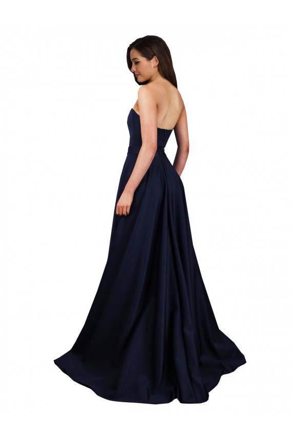 Long Sleeveless Stretch Crepe Dark Navy A-Line Formal Dress / Bridesmaid Dress Newcastle