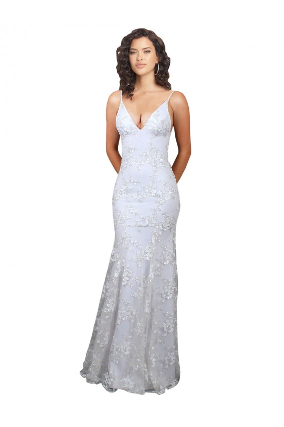 Long Sleeveless Stretch Crepe & Sequin Tulle White Mermaid Formal Evening Gown / Prom Dress / Bridesmaid Dress Newcastle