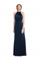 Long Sleeveless Stretch Crepe Dark Navy High Neck Trumpet Semi Formal Evening Dress / Prom Dress / Bridesmaid Dress Newcastle