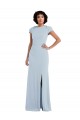 Long Cap Sleeves Stretch Crepe Light Sky Blue Trumpet Semi Formal Evening Dress / Bridesmaid Dress Newcastle
