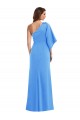 Long Bell Sleeves Stretch Crepe Peacock Blue Trumpet Semi Formal Evening Dress / Prom Dress / Bridesmaid Dress Newcastle