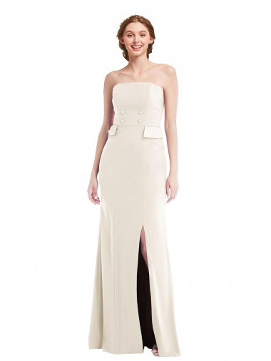 Long Sleeveless Stretch Crepe Ivory Strapless Trumpet Semi Formal Evening Dress / Prom Dress / Bridesmaid Dress Newcastle