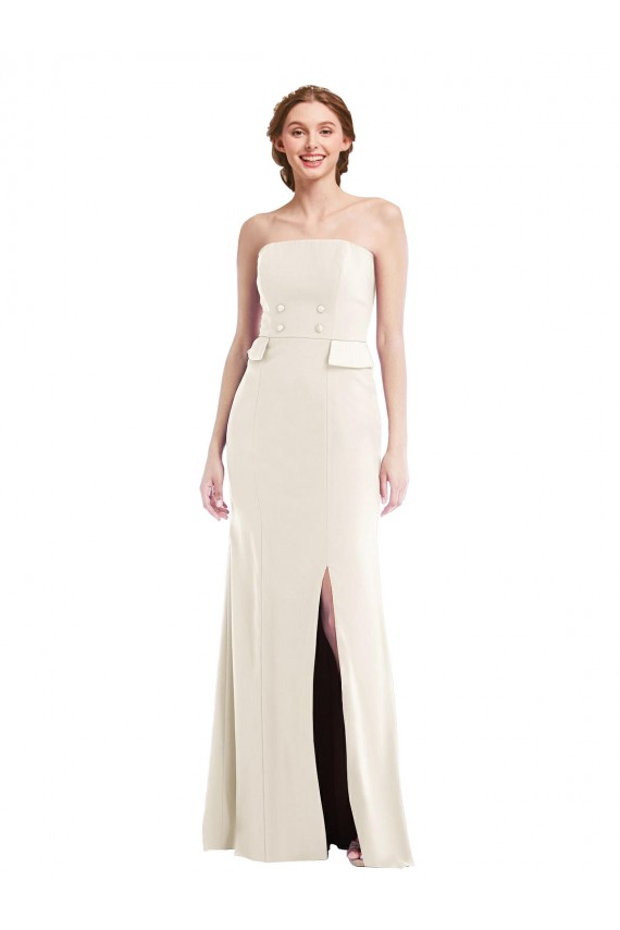 Long Sleeveless Stretch Crepe Ivory Strapless Trumpet Semi Formal Evening Dress / Prom Dress / Bridesmaid Dress Newcastle