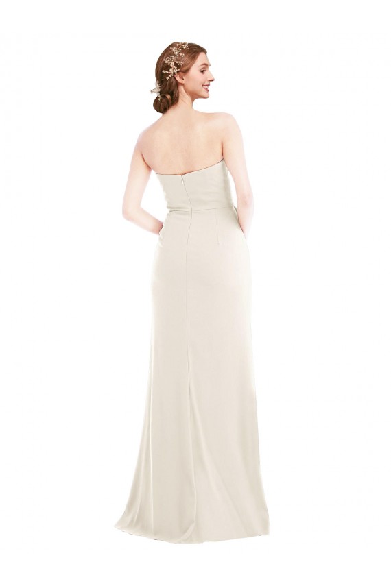Long Sleeveless Stretch Crepe Ivory Strapless Trumpet Semi Formal Evening Dress / Prom Dress / Bridesmaid Dress Newcastle