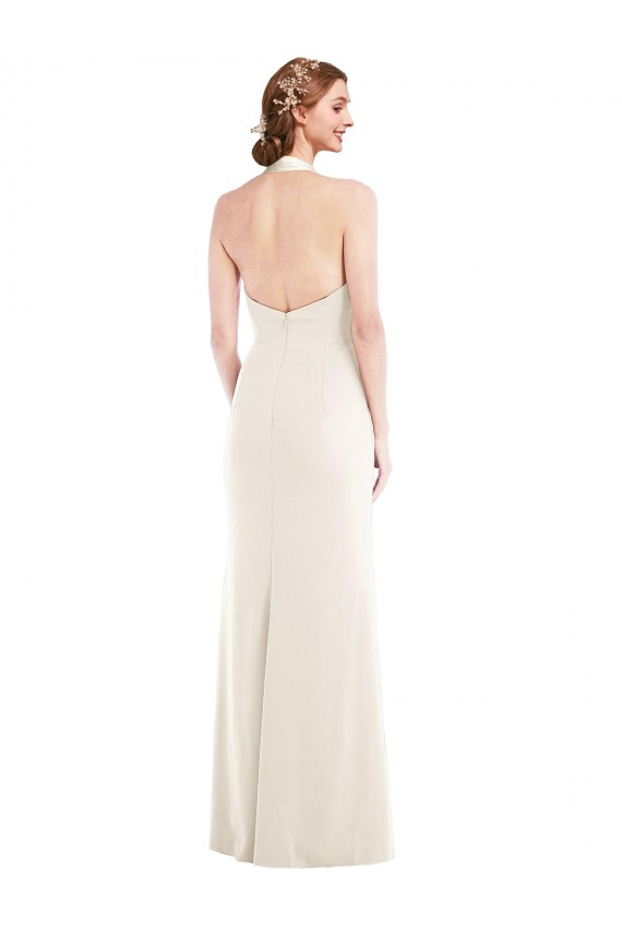 Long Sleeveless Stretch Crepe Ivory Trumpet Semi Formal Evening Dress / Prom Dress / Bridesmaid Dress Newcastle