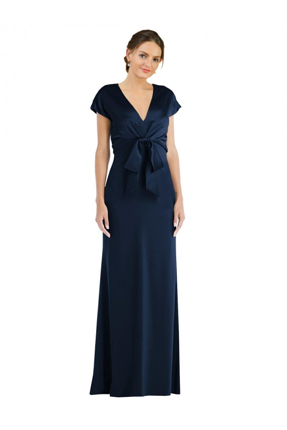 Long Cap Sleeves Stretch Crepe Dark Navy Trumpet Formal Evening Gown / Prom Dress / Bridesmaid Dress Newcastle