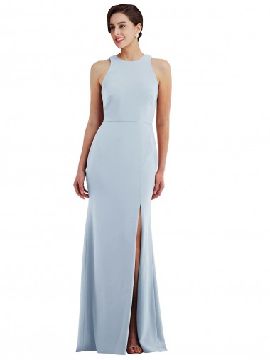 Long Sleeveless Stretch Crepe Light Sky Blue Trumpet Formal Evening Gown / Prom Dress / Bridesmaid Dress Newcastle
