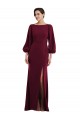 Long Long Sleeves Stretch Crepe Burgundy Gold Trumpet Formal Evening Gown / Prom Dress / Bridesmaid Dress Newcastle