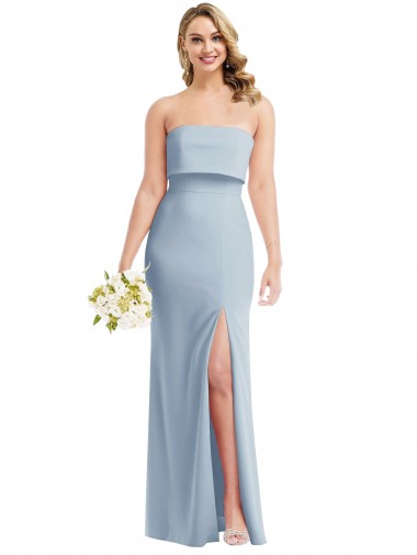 Long Sleeveless Stretch Crepe Light Sky Blue Strapless Trumpet Semi Formal Evening Dress / Prom Dress / Bridesmaid Dress Newcastle