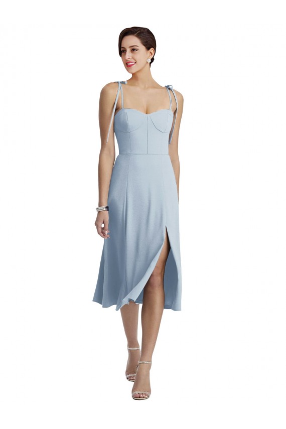 Midi Length Sleeveless Stretch Crepe Light Sky Blue A-Line Evening Gown / Prom Dress / Bridesmaid Dress Newcastle