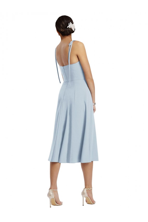 Midi Length Sleeveless Stretch Crepe Light Sky Blue A-Line Evening Gown / Prom Dress / Bridesmaid Dress Newcastle