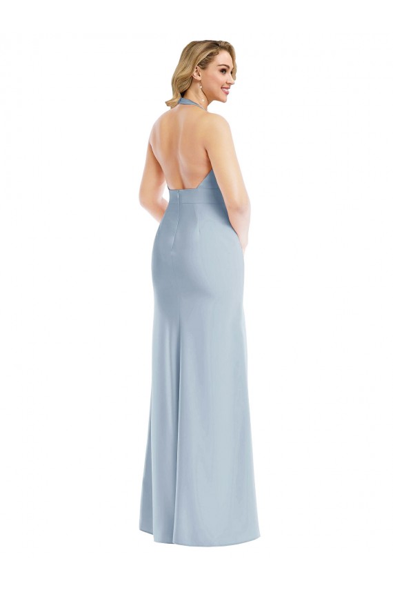 Long Sleeveless Stretch Crepe Light Sky Blue Trumpet Bridesmaid Dress / Evening Dress Newcastle