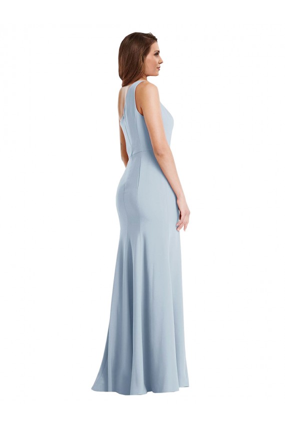 Long Sleeveless Stretch Crepe Light Sky Blue One Shoulder Trumpet Formal Evening Gown / Prom Dress / Bridesmaid Dress Newcastle