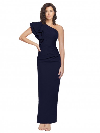 Long Sleeveless Stretch Crepe Dark Navy Sheath Formal Evening Gown / Prom Dress / Bridesmaid Dress Newcastle
