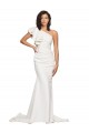 Sweep Train Sleeveless Stretch Crepe Ivory One Shoulder Sheath Semi Formal Evening Dress / Prom Dress / Bridesmaid Dress Newcastle