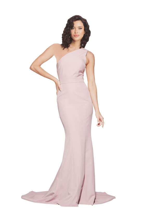 Sweep Train Sleeveless Stretch Crepe Mauve Sheath Semi Formal Evening Dress / Prom Dress / Bridesmaid Dress Newcastle
