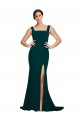 Sweep Train Sleeveless Stretch Crepe Midnight Green Sheath Semi Formal Evening Dress / Prom Dress / Bridesmaid Dress Newcastle