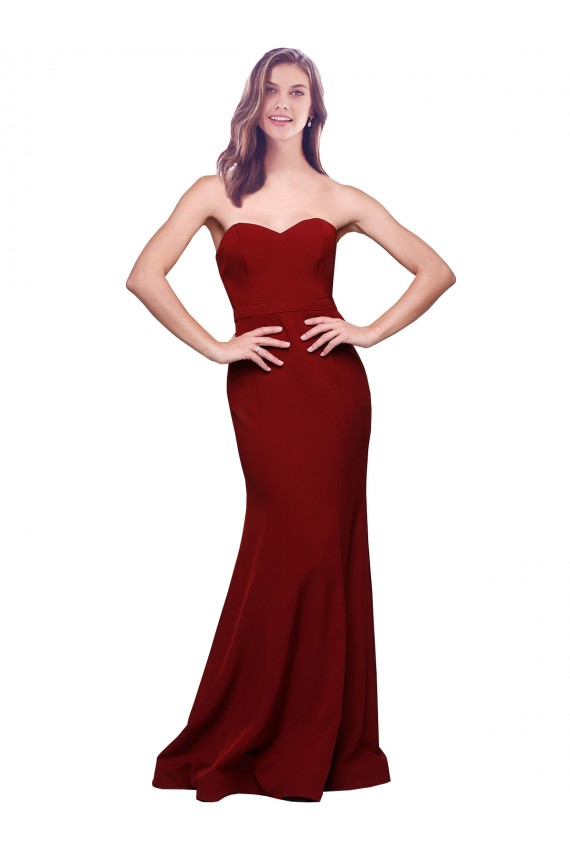 Long Sleeveless Stretch Crepe Burgundy Sheath Formal Evening Gown / Prom Dress / Bridesmaid Dress Newcastle
