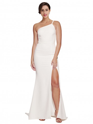 Sweep Train Sleeveless Stretch Crepe Ivory Sheath Semi Formal Evening Dress / Prom Dress / Bridesmaid Dress Newcastle