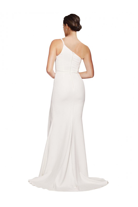 Sweep Train Sleeveless Stretch Crepe Ivory Sheath Semi Formal Evening Dress / Prom Dress / Bridesmaid Dress Newcastle