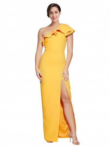 Long Sleeveless Stretch Crepe Saffron Sheath Formal Evening Gown / Prom Dress / Bridesmaid Dress Newcastle