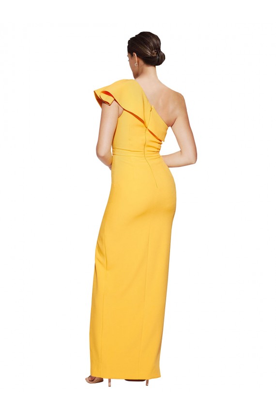Long Sleeveless Stretch Crepe Saffron Sheath Formal Evening Gown / Prom Dress / Bridesmaid Dress Newcastle