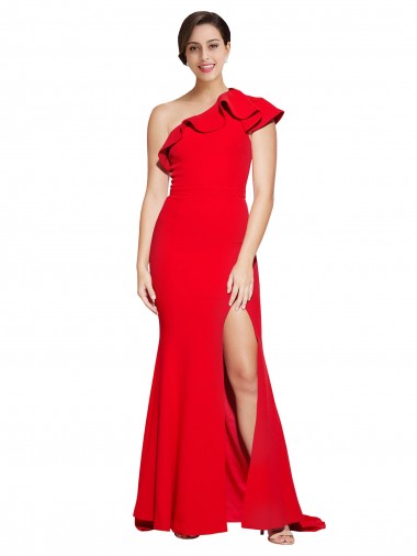 Sweep Train Sleeveless Stretch Crepe Red Sheath Semi Formal Evening Dress / Prom Dress / Bridesmaid Dress Newcastle