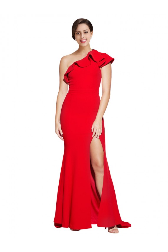 Sweep Train Sleeveless Stretch Crepe Red Sheath Semi Formal Evening Dress / Prom Dress / Bridesmaid Dress Newcastle