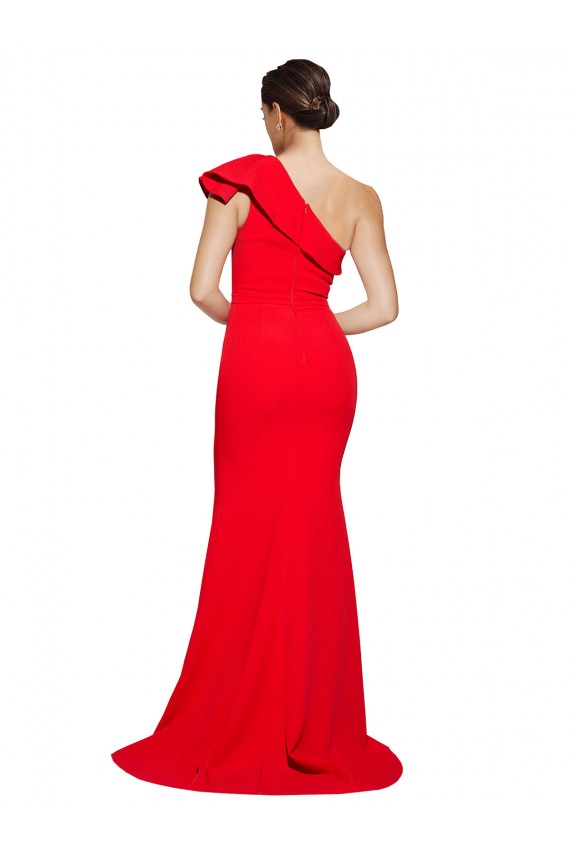 Sweep Train Sleeveless Stretch Crepe Red Sheath Semi Formal Evening Dress / Prom Dress / Bridesmaid Dress Newcastle