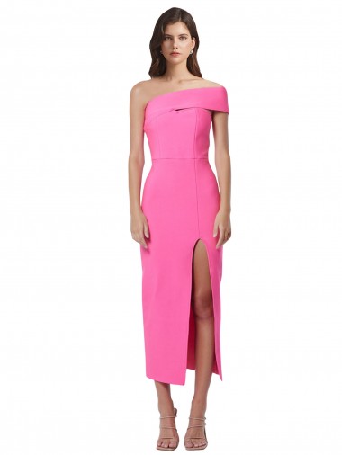 Midi Length Sleeveless Stretch Crepe Fuchsia Sheath Evening Gown / Prom Dress / Bridesmaid Dress Newcastle