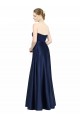 Long Sleeveless Stretch Satin Dark Navy A-Line Black Tie Evening Gown / Bridesmaid Dress Newcastle
