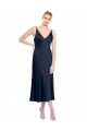 Midi Length Sleeveless Stretch Satin Dark Navy A-Line Formal Evening Gown / Prom Dress / Bridesmaid Dress Newcastle