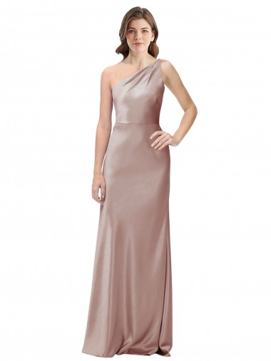 Long Sleeveless Stretch Satin Dusty Pink Sheath Formal Evening Gown / Prom Dress / Bridesmaid Dress Newcastle