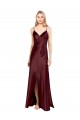 Long Sleeveless Stretch Satin Burgundy Gold A-Line Bridesmaid Dress / Evening Dress Newcastle
