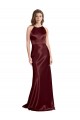 Long Sleeveless Stretch Satin Burgundy Gold A-Line Formal Evening Gown / Prom Dress / Bridesmaid Dress Newcastle